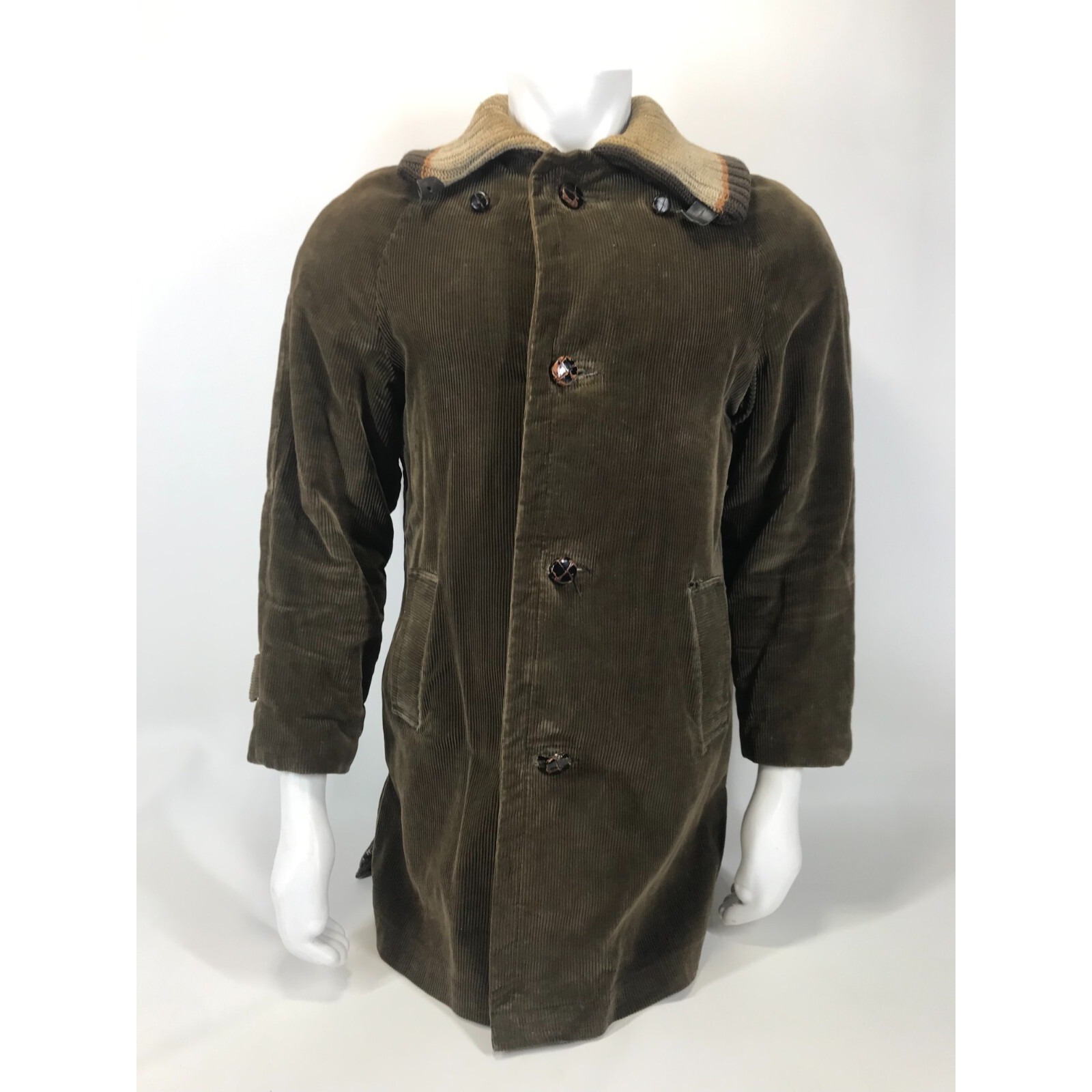 Vintage Corduroy Leather Button Jacket Sherpa Plaid Wool 42" Chest Amcrest Usa